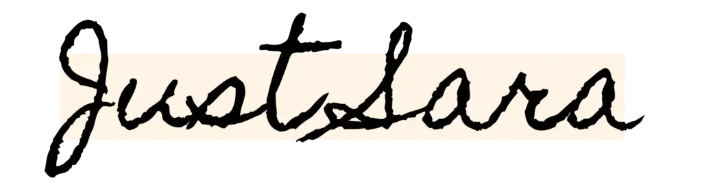 Cursive "JustSara" Logo